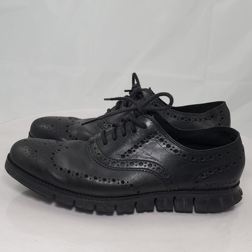 Cole Haan Zerogrand Wingtip Shoes Men 8 M Black Leather Oxford Dress Brogue